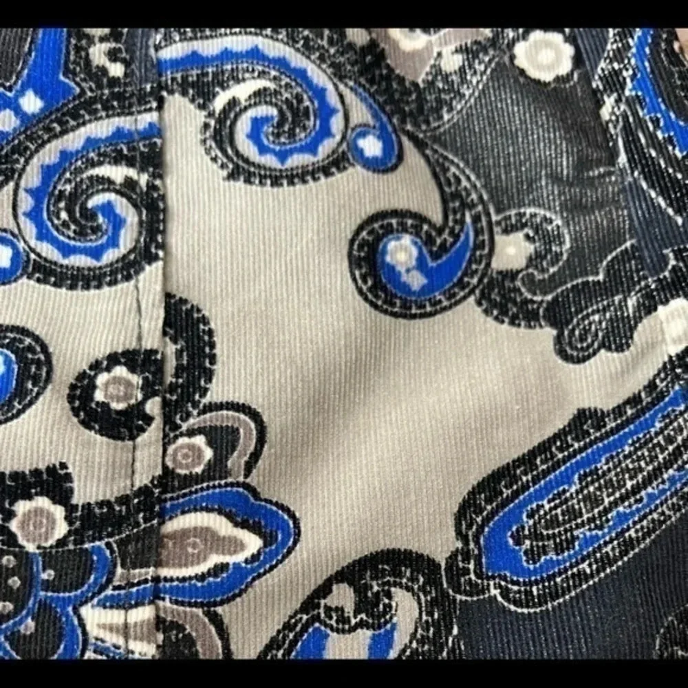 ETCETERA size 4 blue gray paisley print corduroy skirt